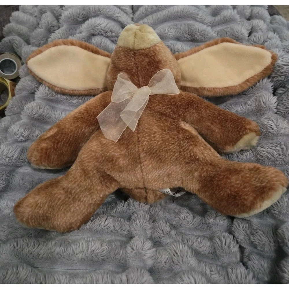 VTG Commonwealth Light Brown Lop-Eared Bunny Rabbit Plush Yellow/TanBow 10